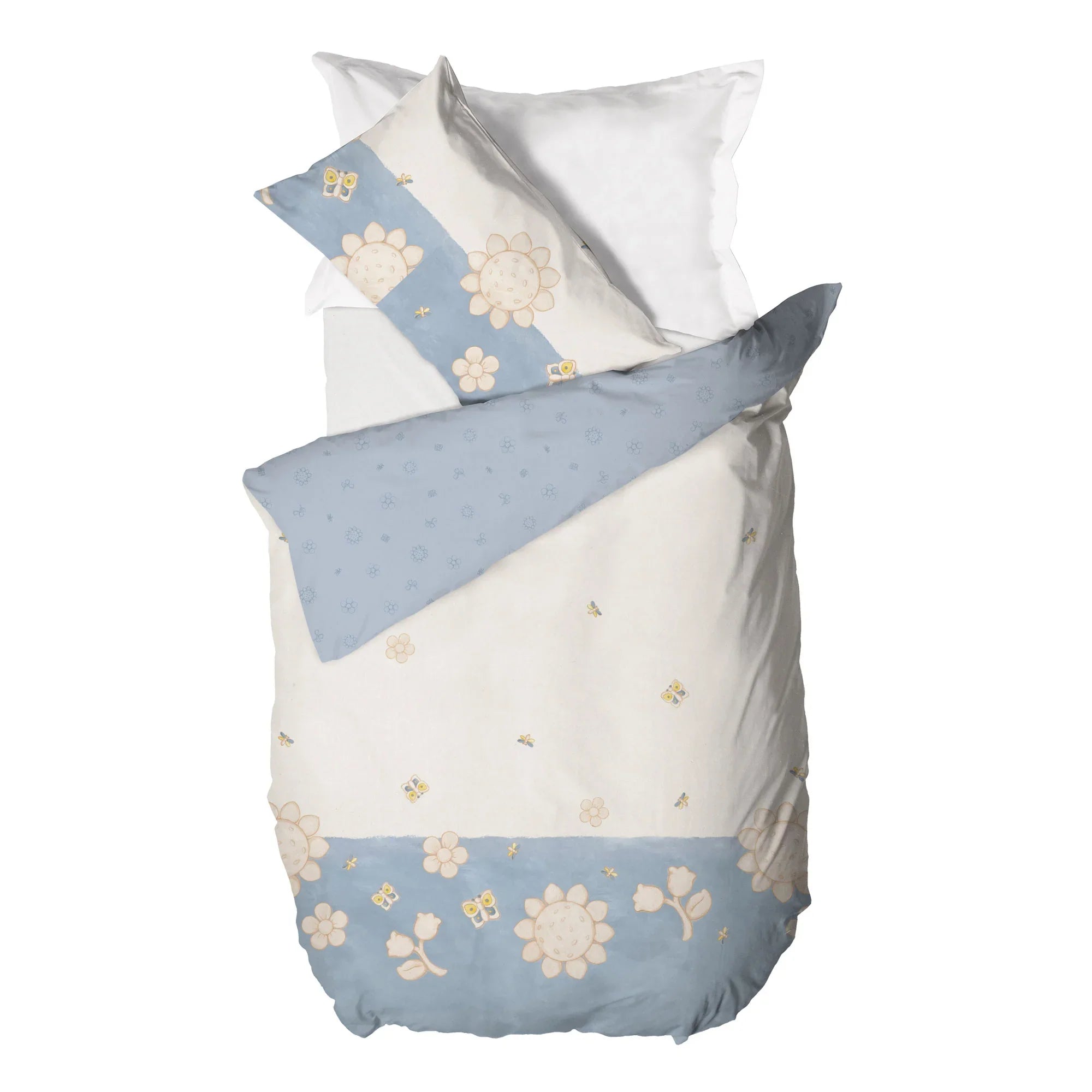 THUN® Parure Copripiumino Piazza e Mezza in Cotone Elegance Azzurro - Amo La Casa Shop