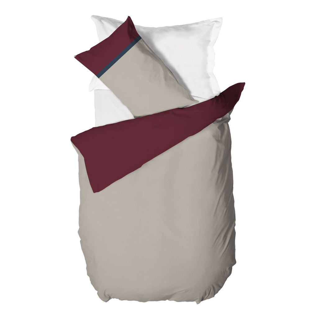 Parure Copripiumino Singolo - Fantasia Tricolor Gin Bordeaux - Amo La Casa Shop