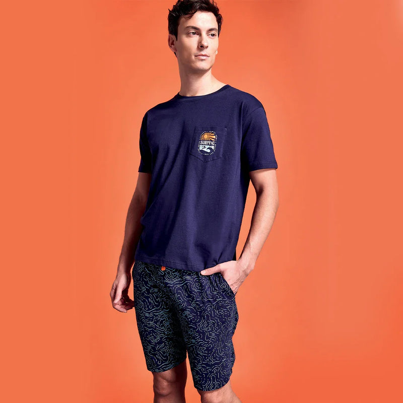 Pigiama da Uomo Corto Surf Rider Duke Blu - Amo La Casa Shop