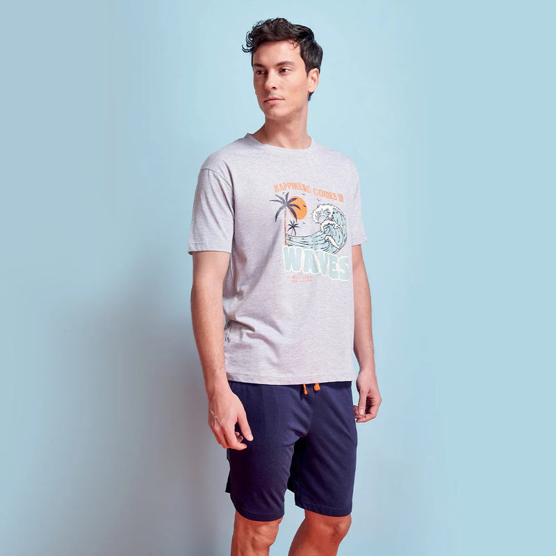 Pigiama da Uomo Corto Surf Rider Duke Grigio - Amo La Casa Shop