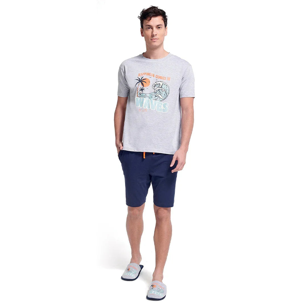 Pigiama da Uomo Corto Surf Rider Duke Grigio - Amo La Casa Shop