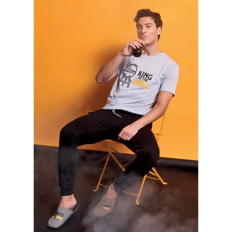 Pigiama Lungo da Uomo BBQ Addicted Zaky Melange - Amo La Casa Shop