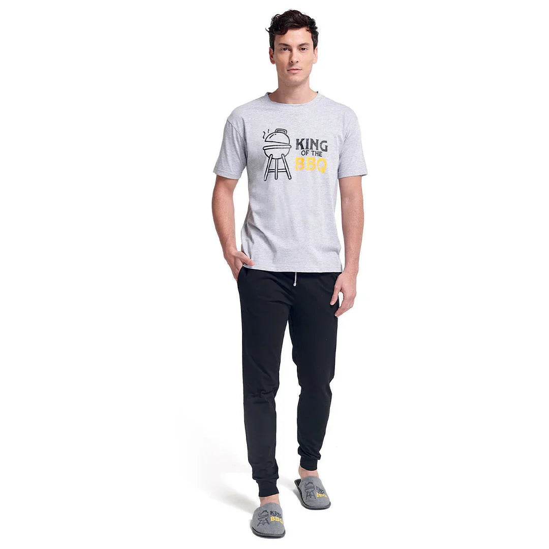 Pigiama Lungo da Uomo BBQ Addicted Zaky Melange - Amo La Casa Shop