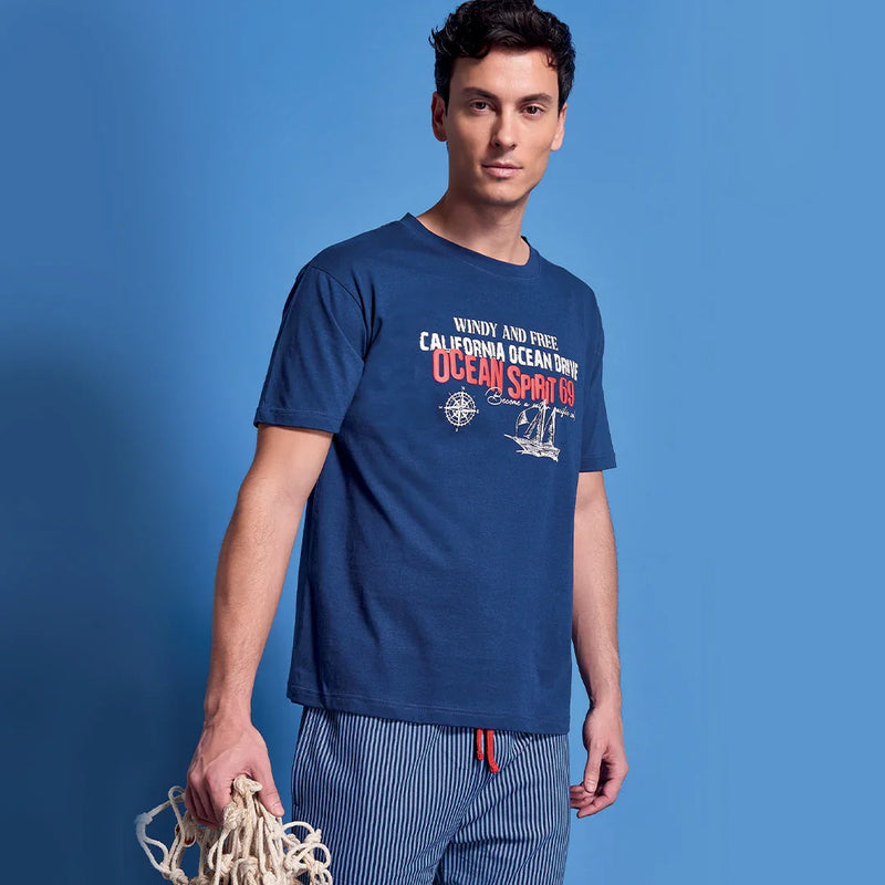 Pigiama da Uomo Ocean Drive Hurricane Blu - Amo La Casa Shop