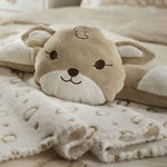 THUN® Cuscino Peluche Cerbiatto e Plaid Baby Standard Fawn Beige