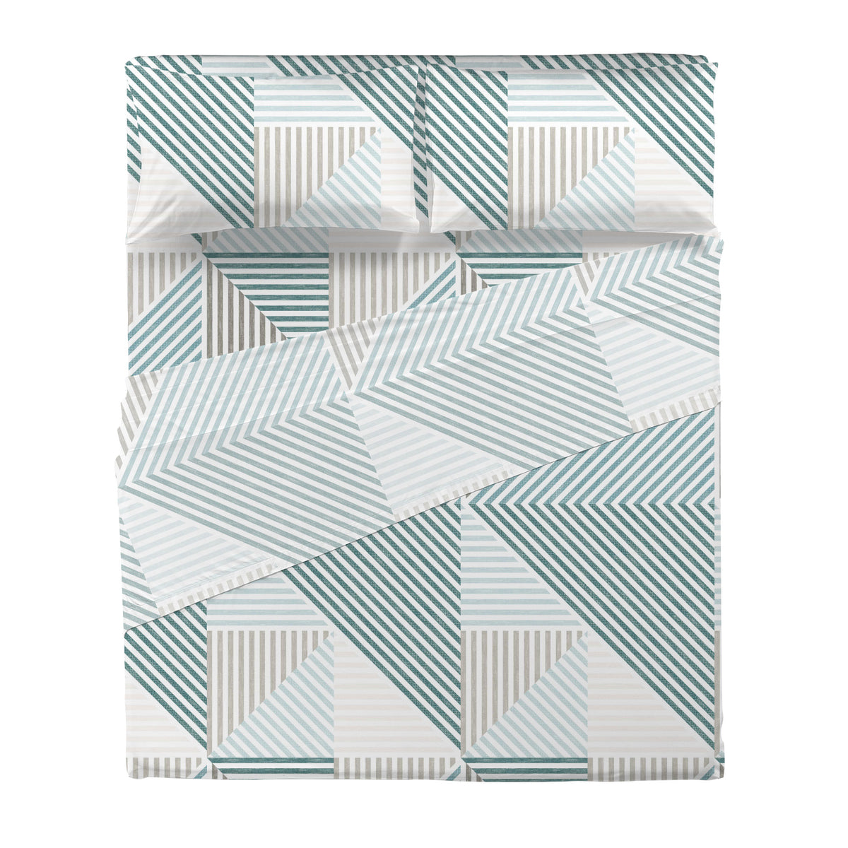 Completo Letto Matrimoniale Softy Yarn con Stampa - Fantasia Ramsey Teal