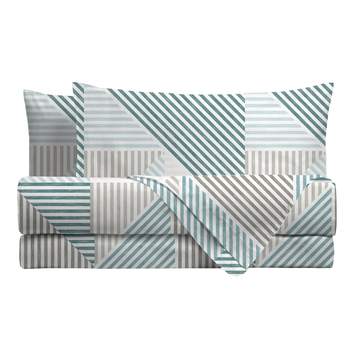 Completo Letto Matrimoniale Softy Yarn con Stampa - Fantasia Ramsey Teal