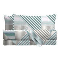Completo Letto Matrimoniale Softy Yarn con Stampa - Fantasia Ramsey Teal