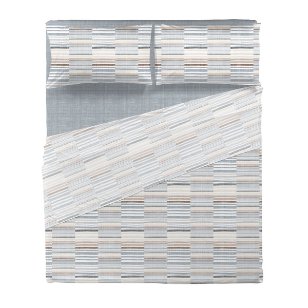 Di Maestro Completo Letto Stampato  Matrimoniale Ruben Light Blue