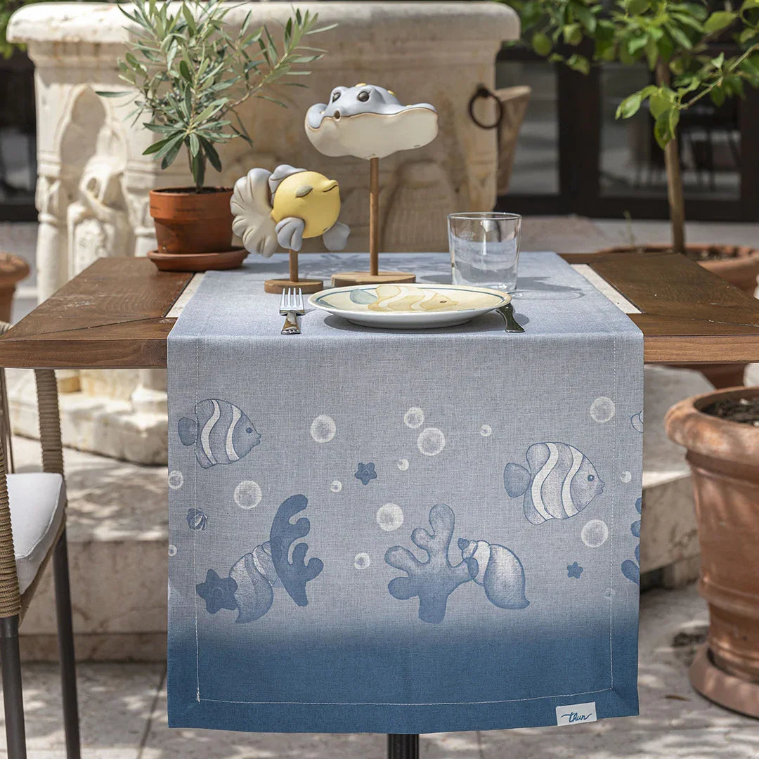 THUN® Runner Resistente alle Macchie 45x150 cm Mare da Amare Blue - Amo La Casa Shop