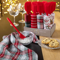 Geschirrtücher + Pot-Lutscher in der Ausstellungsbox Jolly Gift 40x60 cm Holly Red