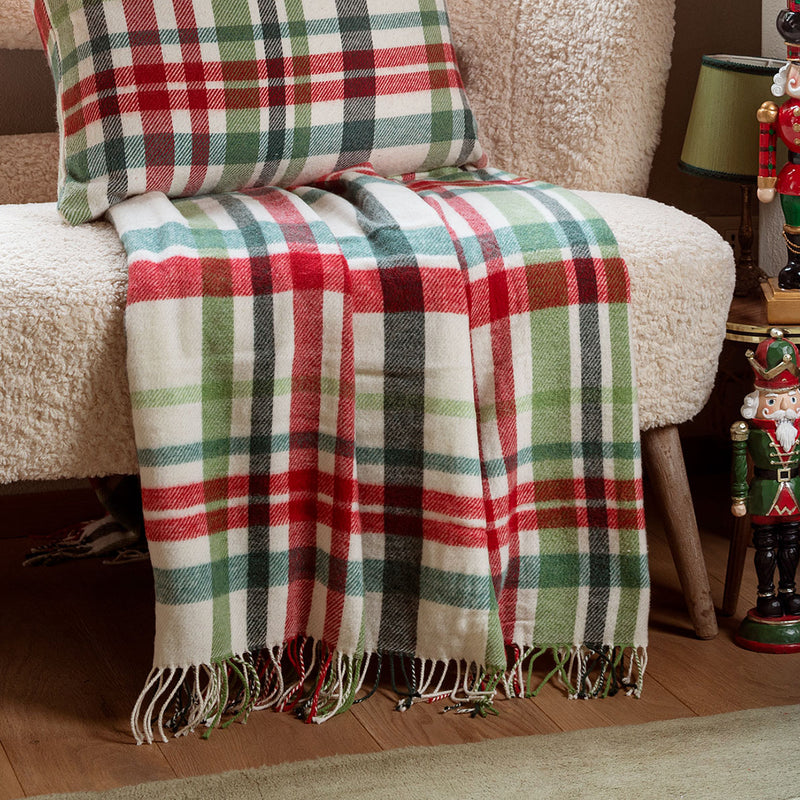 Tuscan Cottage Plaid con Briglia Casentino 130x180  Check Ivory - Made in Italy 🇮🇹