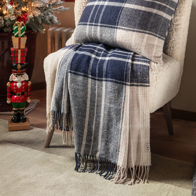 Tuscan Cottage Plaid con Briglia Casentino 130x180  Check Blue