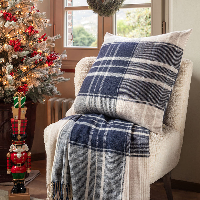 Tuscan Cottage Cuscino Casentino 60x60  Check Blue