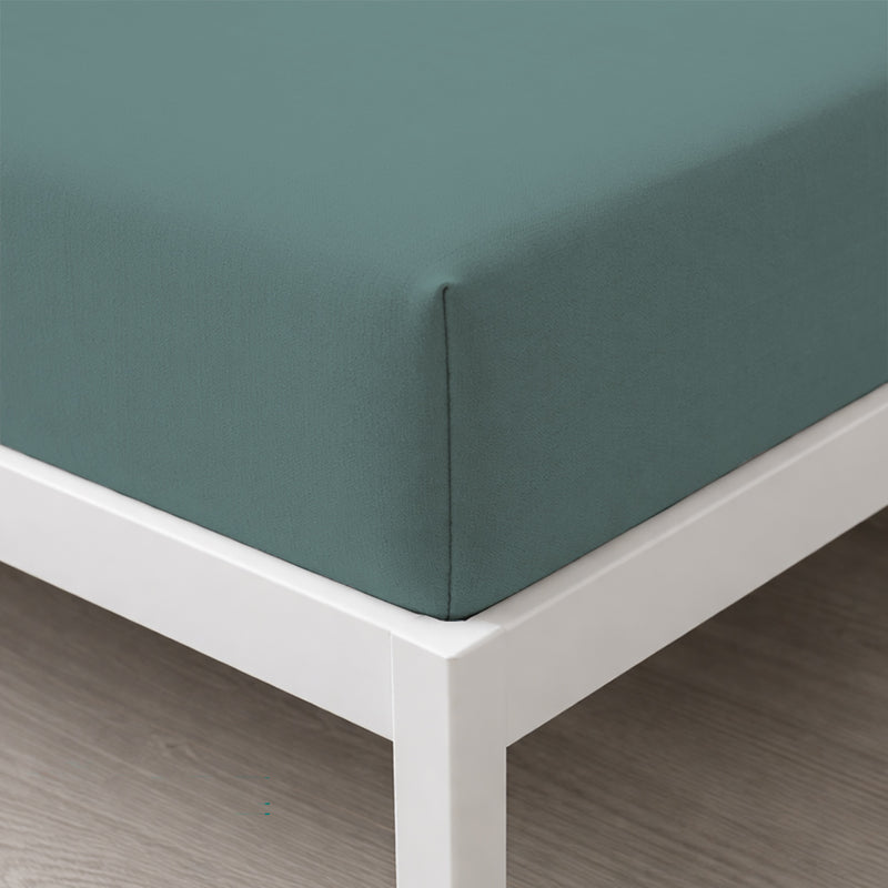 Lenzuolo Sotto con Angoli Singolo in Cotone Tinta Unita Aqua