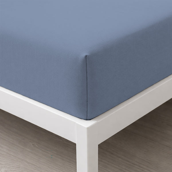 Lenzuolo Sotto Con Angoli Piazza e Mezza in Cotone Tinta Unita Light Blue