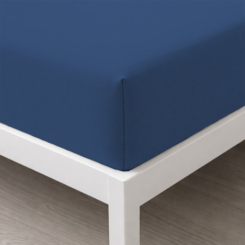 Lenzuolo Sotto con Angoli Singolo in Cotone Tinta Unita Blu
