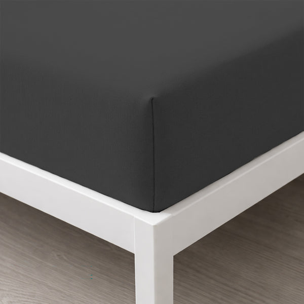 Lenzuolo Sotto con Angoli Piazza e Mezza in Cotone Tinta Unita Dark Grey