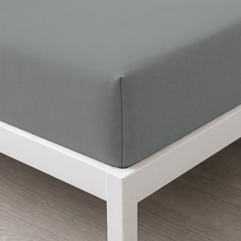 Lenzuolo Sotto con Angoli Piazza e Mezza in Cotone Grigio