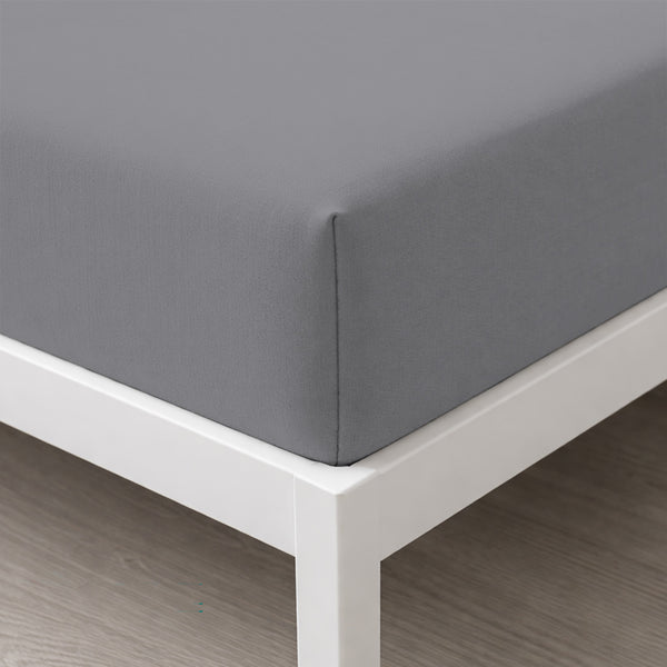 Lenzuolo Sotto con Angoli Piazza e Mezza in Cotone Tinta Unita Light Grey