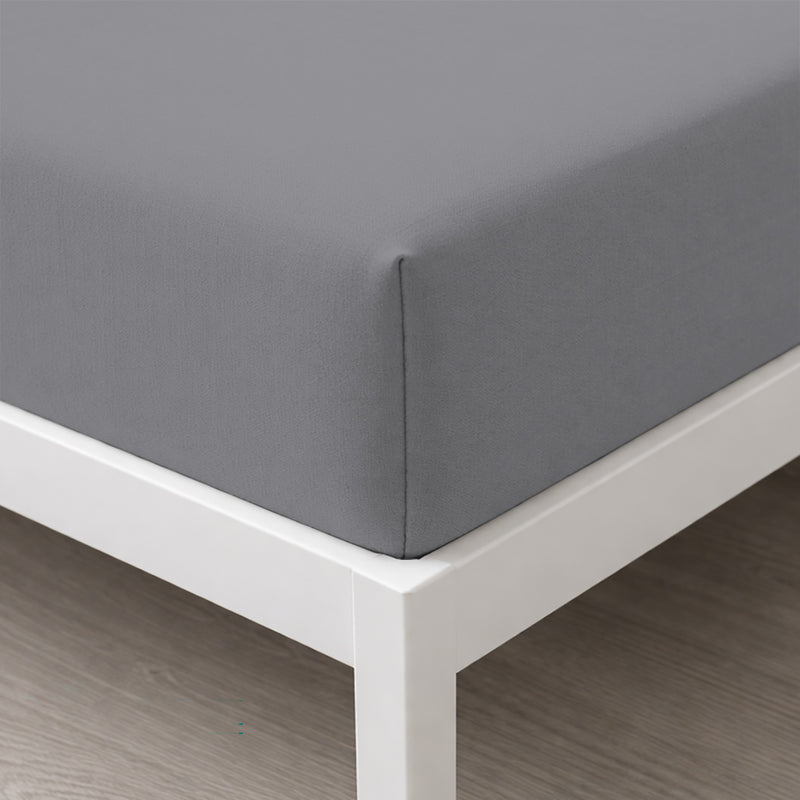 Lenzuolo Sotto con Angoli Piazza e Mezza in Cotone Tinta Unita Light Grey
