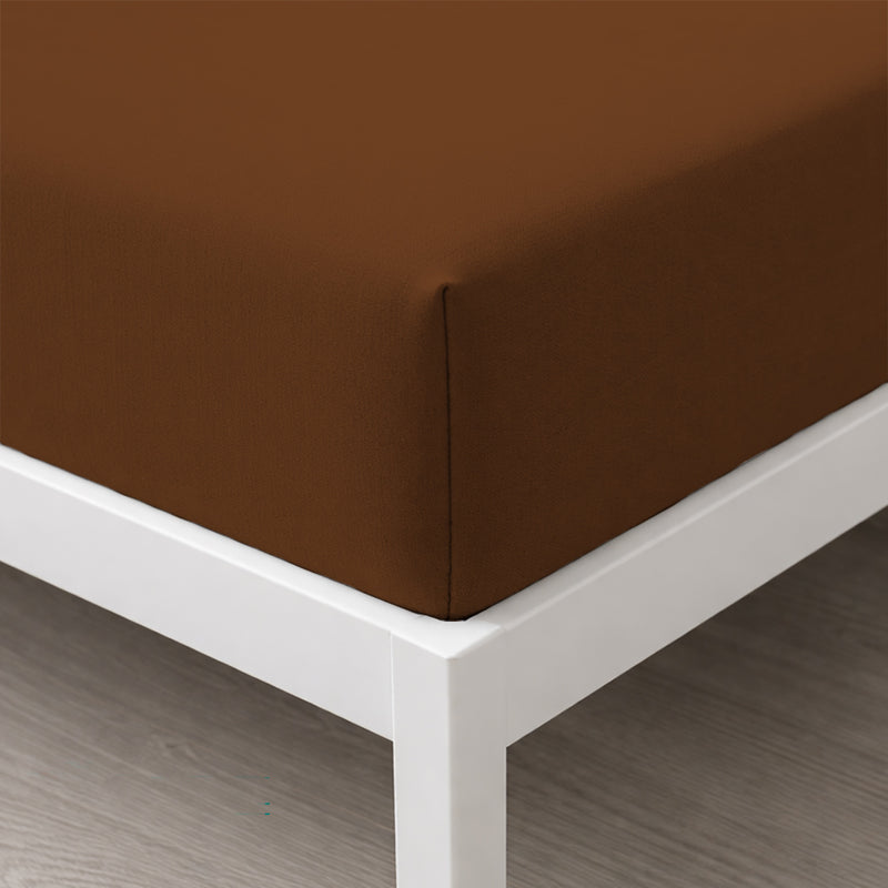 Lenzuolo Sotto con Angoli Singolo in Cotone Tinta Unita Brown