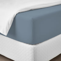 Happidea Lenzuolo Sotto con Angoli Matrimoniale in Cotone Azzurro Tinta Unita Polvere