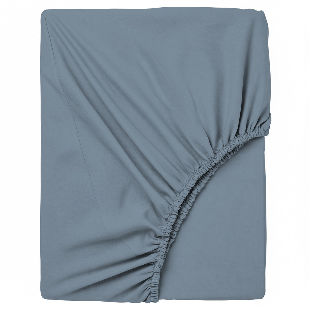 Happidea Lenzuolo Sotto con Angoli Matrimoniale in Cotone Azzurro Tinta Unita Polvere