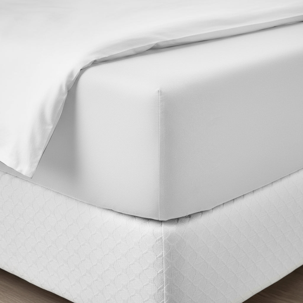 Happidea Lenzuolo Sotto con Angoli Piazza e Mezza in Cotone Tinta Unita White