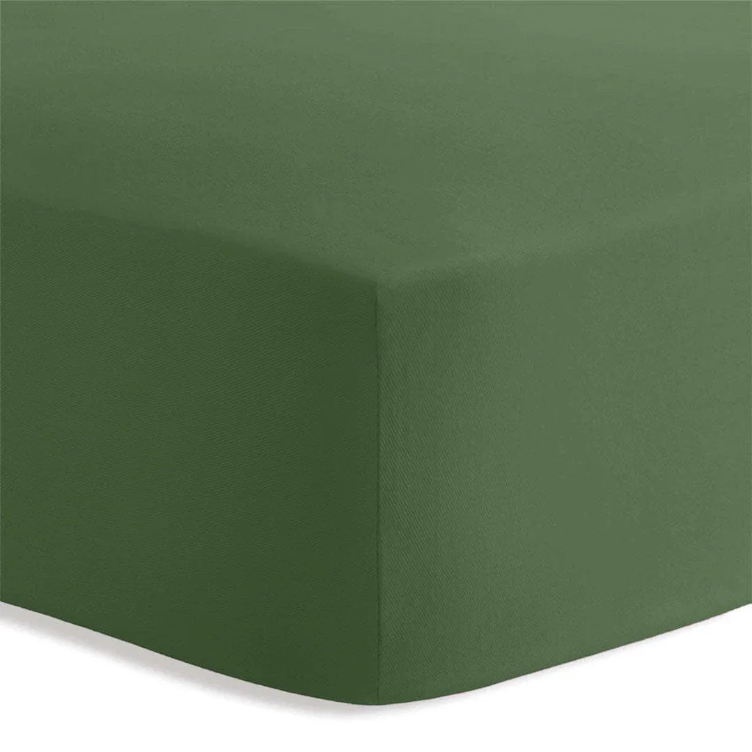 Lenzuolo Sotto Con Angoli Piazza e Mezza in Cotone Tinta Unita Green - Amo La Casa Shop