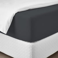 Happidea Lenzuolo Sotto con Angoli Singolo in Cotone Tinta Unita Grafite