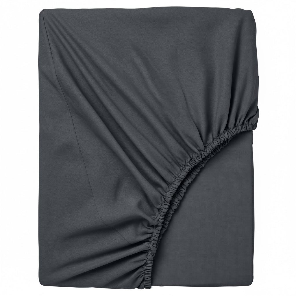 Happidea Lenzuolo Sotto con Angoli Singolo in Cotone Tinta Unita Grafite