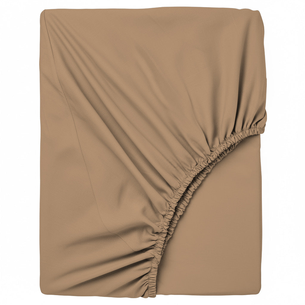 Happidea Lenzuolo Sotto con Angoli Matrimoniale in Cotone Tinta Unita Ochre