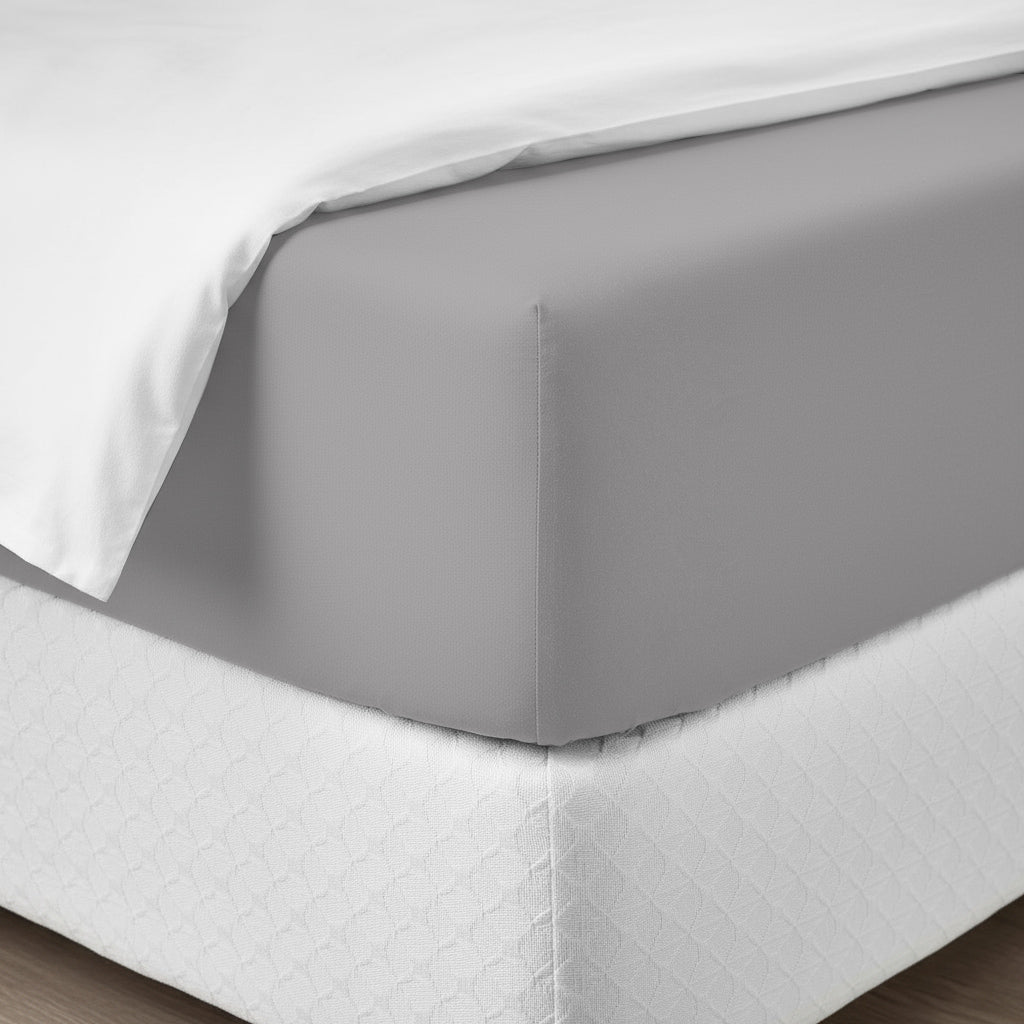 Happidea Lenzuolo Sotto con Angoli Piazza e Mezza in Cotone Tinta Unita Pearl