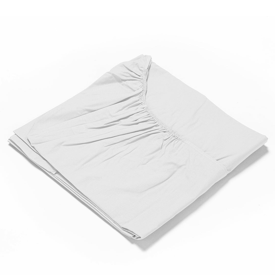 Lenzuolo Sotto con Angoli Matrimoniale in Cotone Tinta Unita Bianco