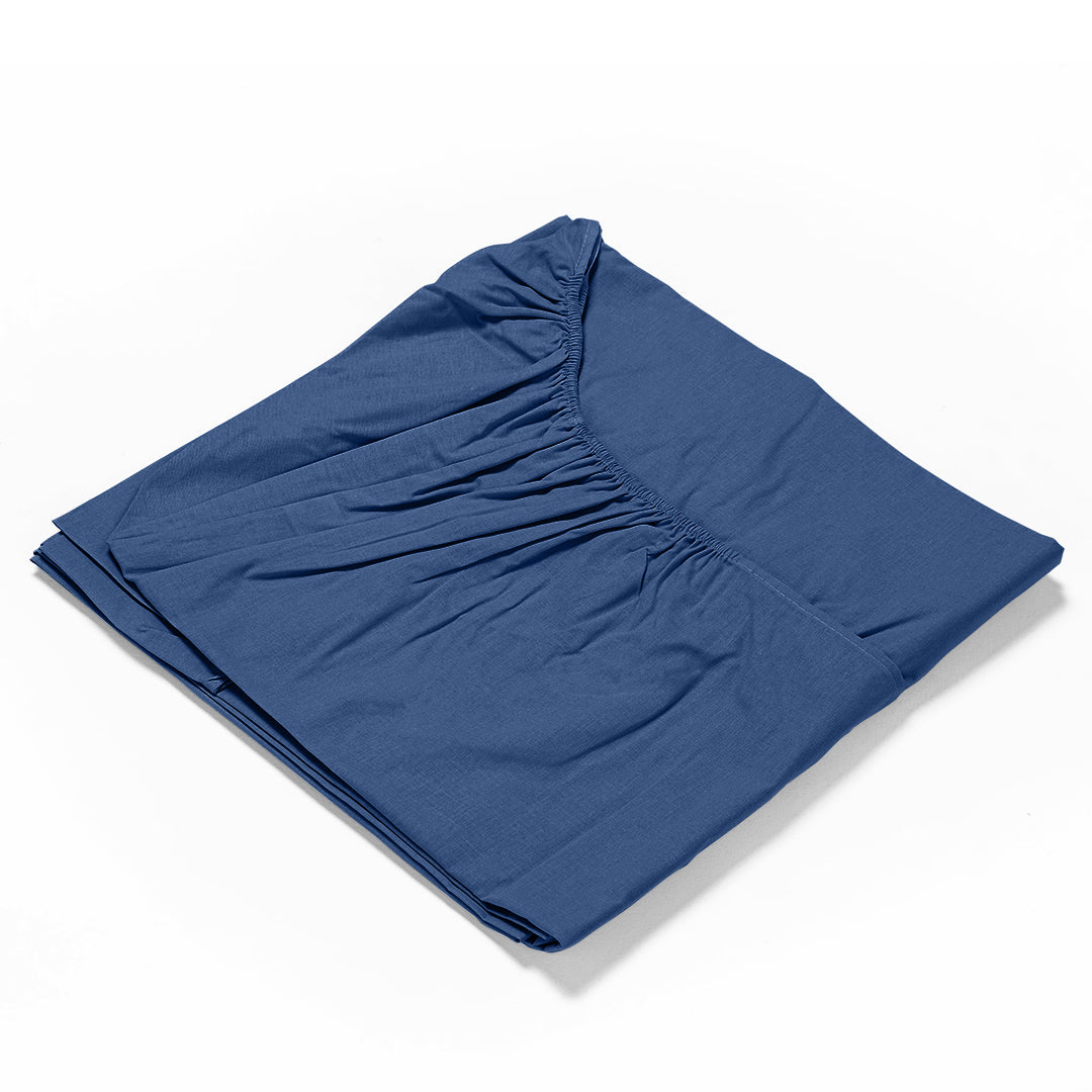 Lenzuolo Sotto Con Angoli Piazza e Mezza in Cotone Tinta Unita Blue Royal