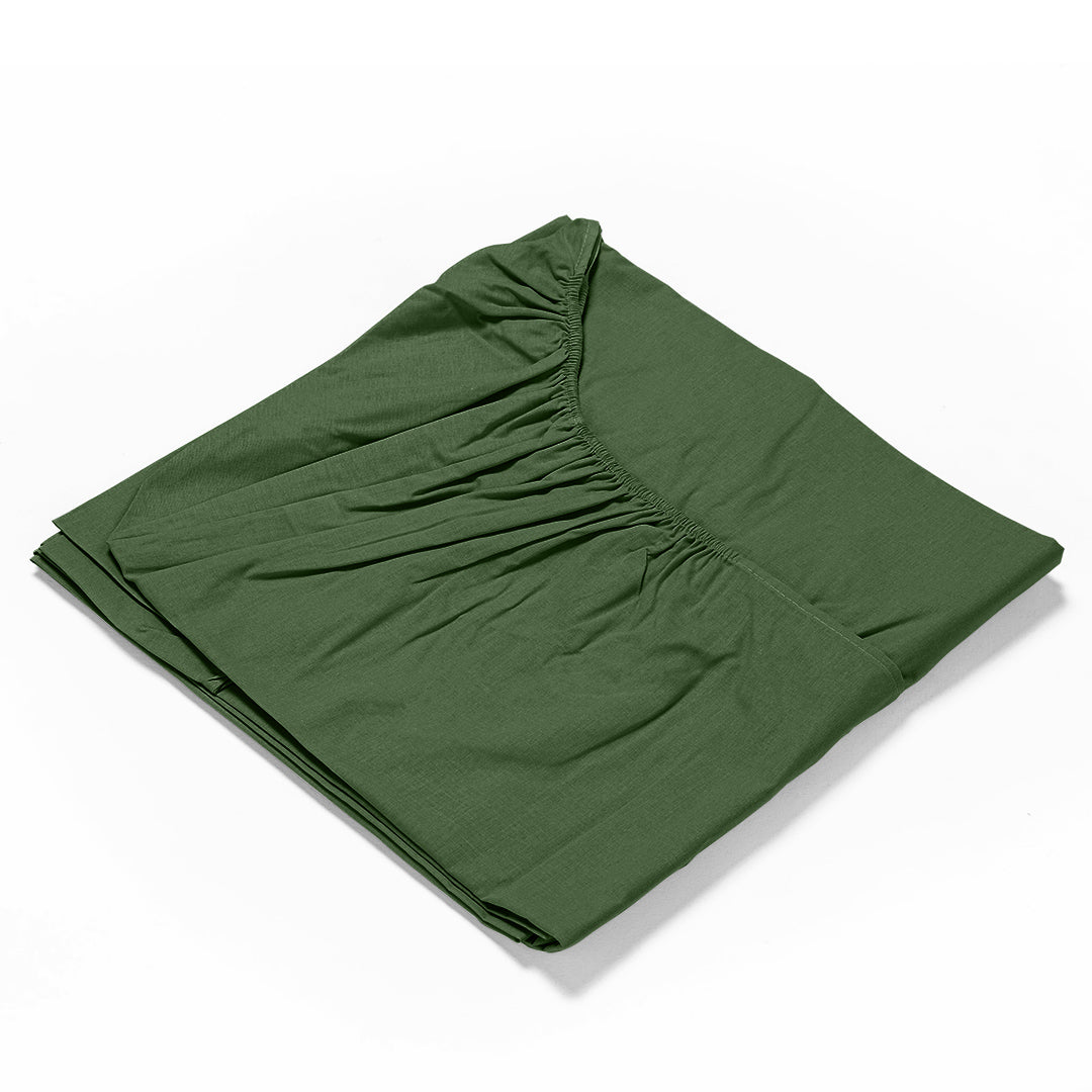 Lenzuolo Sotto con Angoli Singolo in Cotone Tinta Unita Green