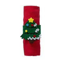 Honigwaben-Geschirrtücher mit Serviettenring Jolly Gift 40x60 cm Baumrot