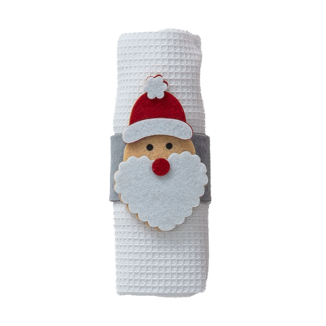 Honigwaben-Geschirrtücher mit Serviettenring Jolly Gift 40x60 cm Santa White