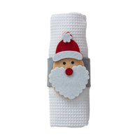 Honigwaben-Geschirrtücher mit Serviettenring Jolly Gift 40x60 cm Santa White