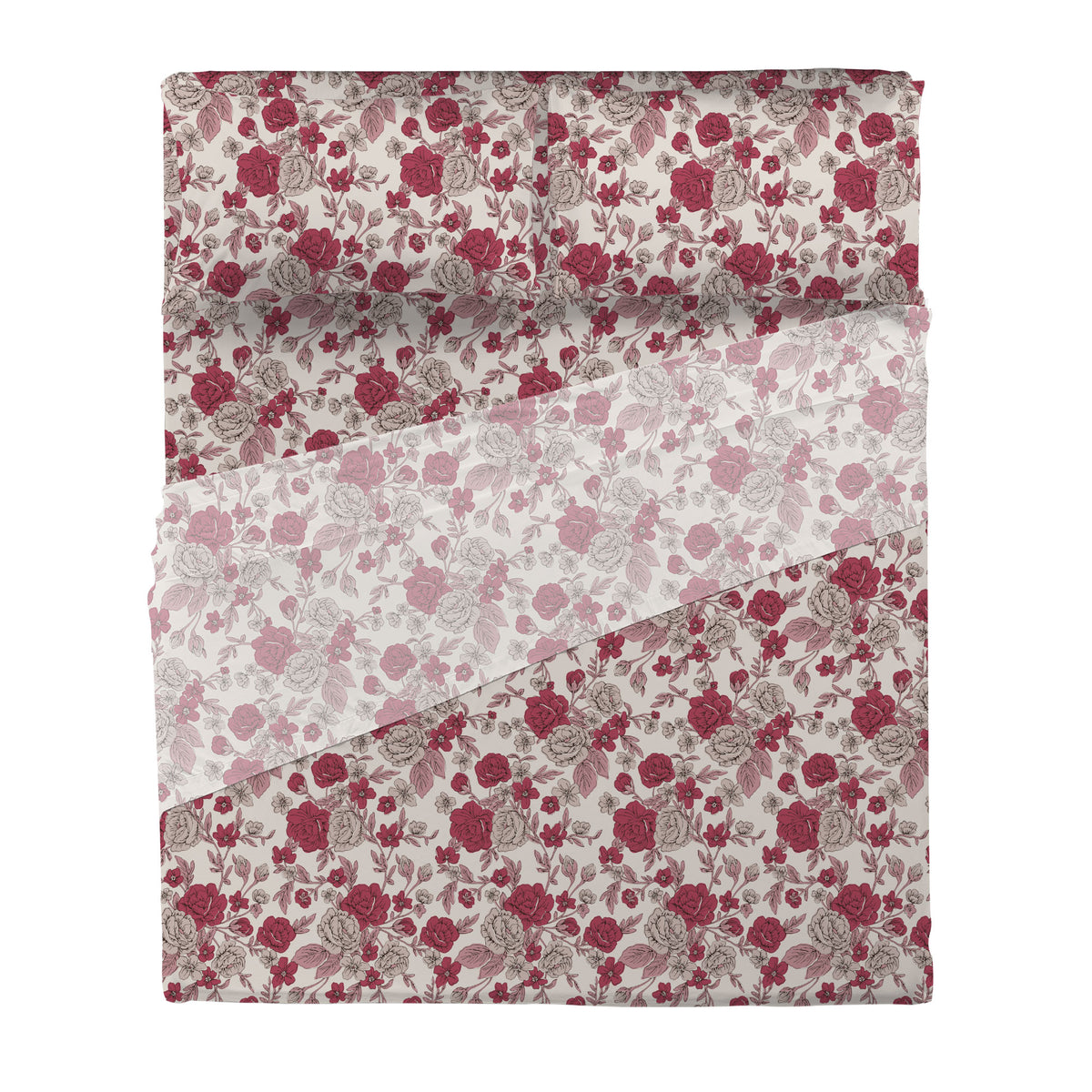 Completo Letto Matrimoniale Softy Yarn con Stampa - Fantasia Syrah Cherry