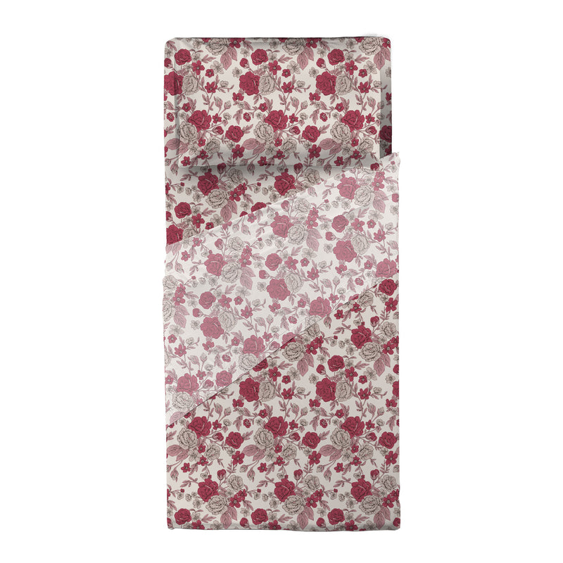 Completo Letto Singolo Softy Yarn con Stampa - Fantasia Syrah Cherry