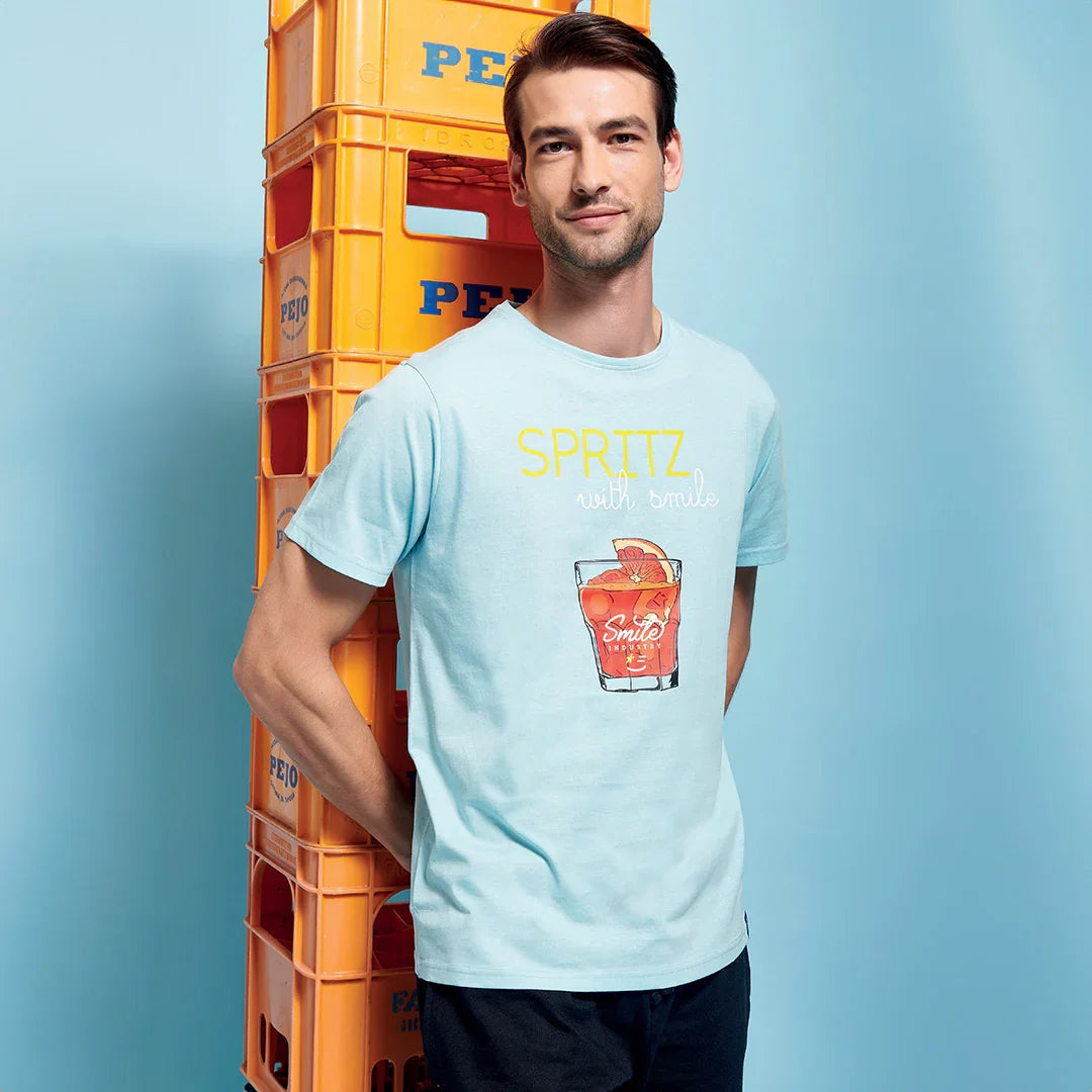 T-Shirt Uomo Spritz Hour Carter Azzurro - Amo La Casa Shop