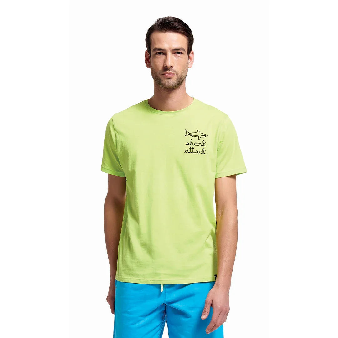 T Shirt da Uomo Shark Attack Elwin Lime - Amo La Casa Shop