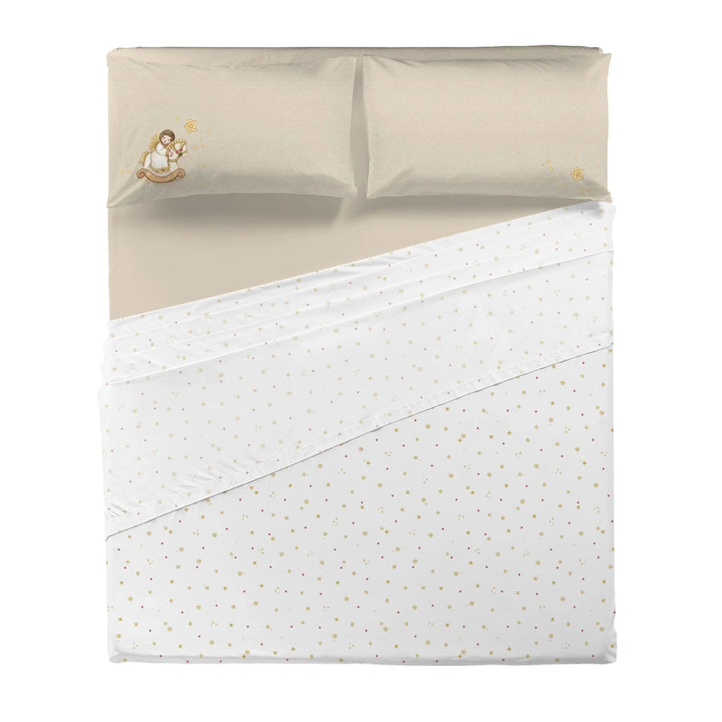 THUN® Completo Letto Matrimoniale con Stampa Digitale - Fantasia Natale Angel Vanilla - Amo La Casa Shop