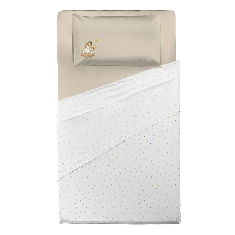 THUN® Completo Letto Piazza e Mezza con Stampa Digitale - Fantasia Natale Angel Vanilla - Amo La Casa Shop