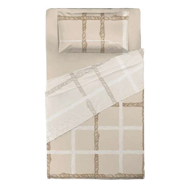 THUN® Completo Letto Piazza e Mezza con Stampa Digitale - Fantasia Abbracciami Treccia Beige - Amo La Casa Shop