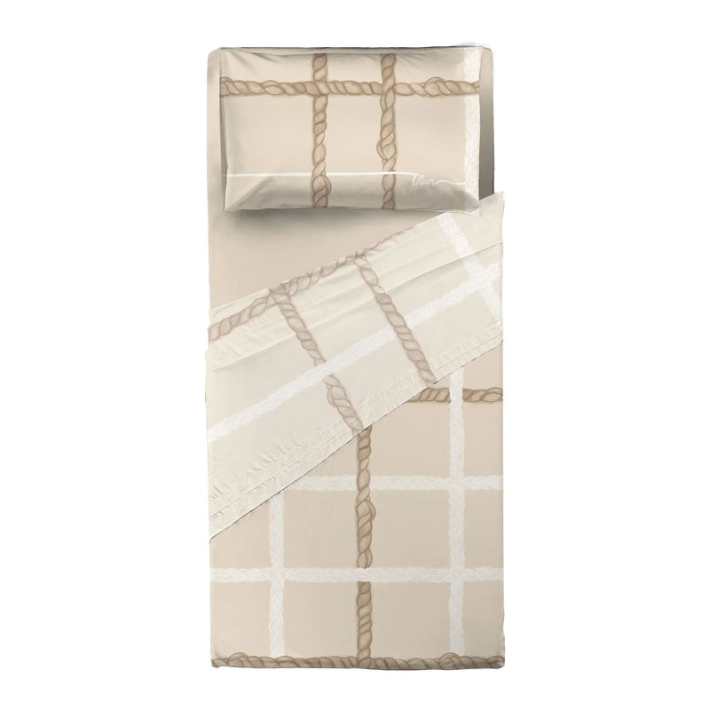 THUN® Completo Letto Singolo con Stampa Digitale - Fantasia Abbracciami Treccia Beige - Amo La Casa Shop