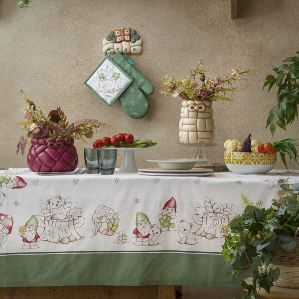 THUN® Tovaglia Inverno Incantato 12 posti 160x270 cm Gnomes Sage Green - Amo La Casa Shop