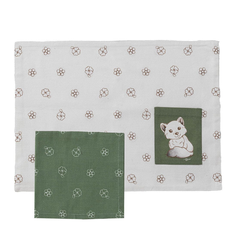 THUN® Tovaglietta Colazione Inverno Incantato Standard Fox Sage Green